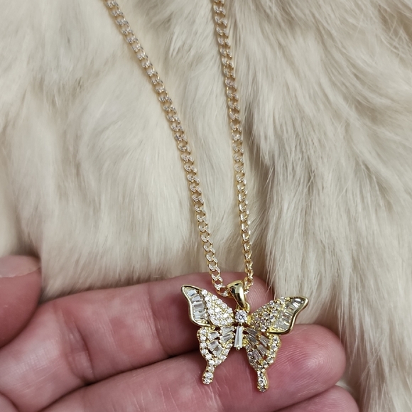 Jewelry - Brand New Cuban Combo Diamond Cut Butterfly Necklace